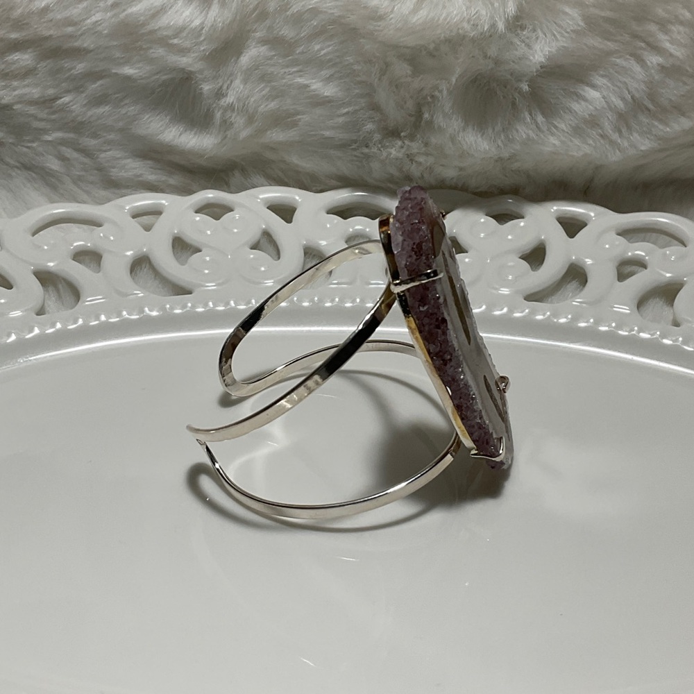 Silver Geode Cuff Bracelet - Picture 6 of 9